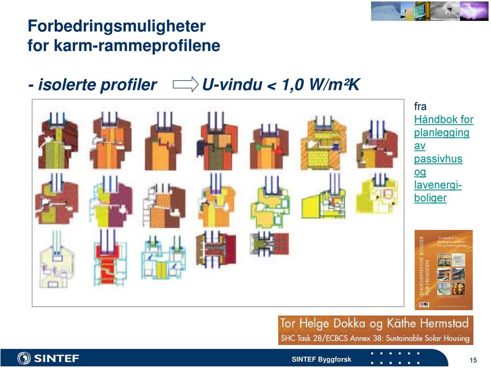 profiler U-vindu < 1,0 W/m²K fra