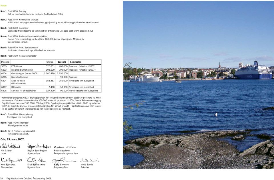 Note 3: Post 39, Seminarer Egenandel fra deltagerne på seminaret for driftpersonell, se også post 679, prosjekt 635 Note 4: Post 399, Andre driftsrelaterte inntekter Nordre Follo renseanlegg har