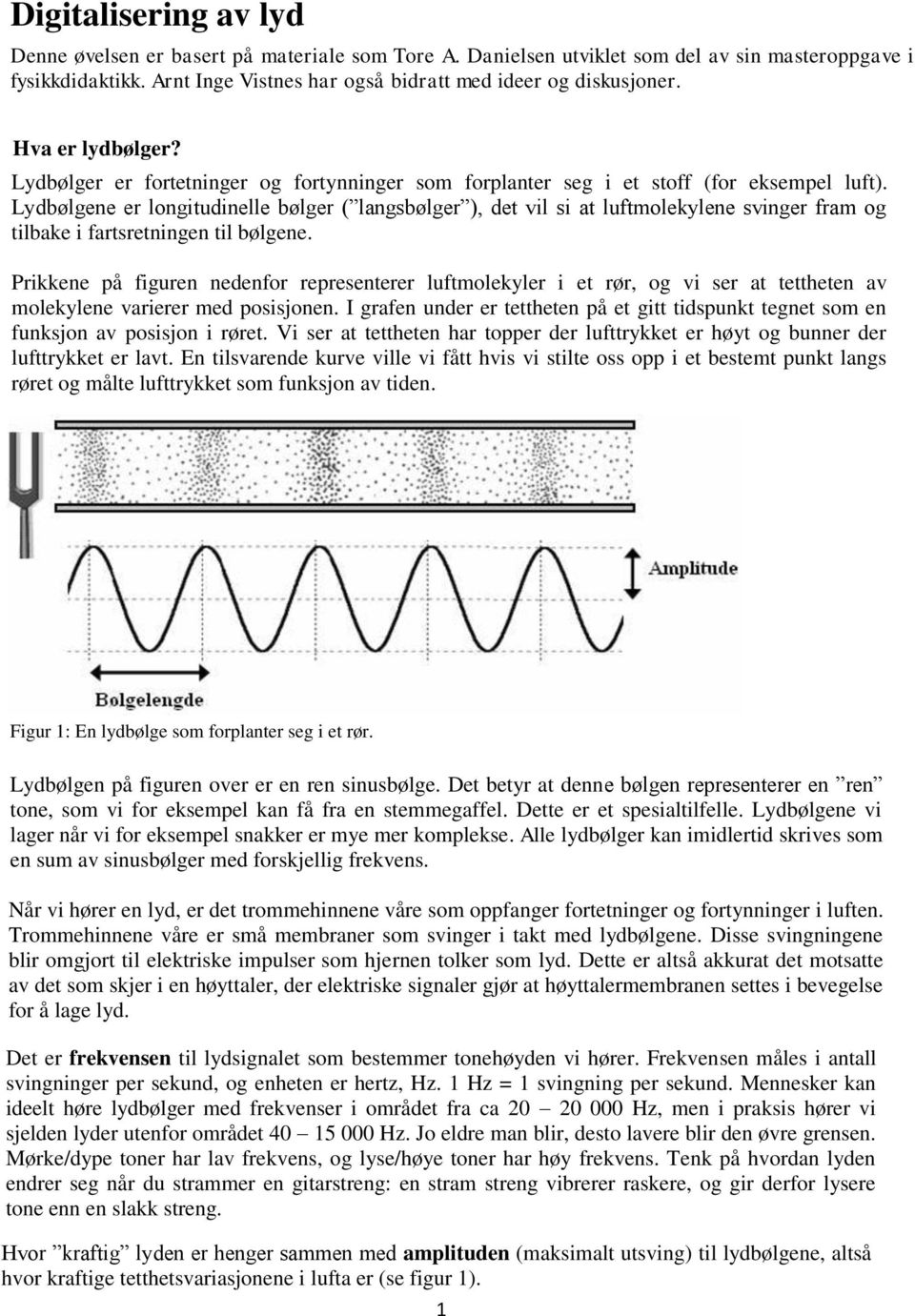 Lydbølgene er longitudinelle bølger ( langsbølger ), det vil si at luftmolekylene svinger fram og tilbake i fartsretningen til bølgene.