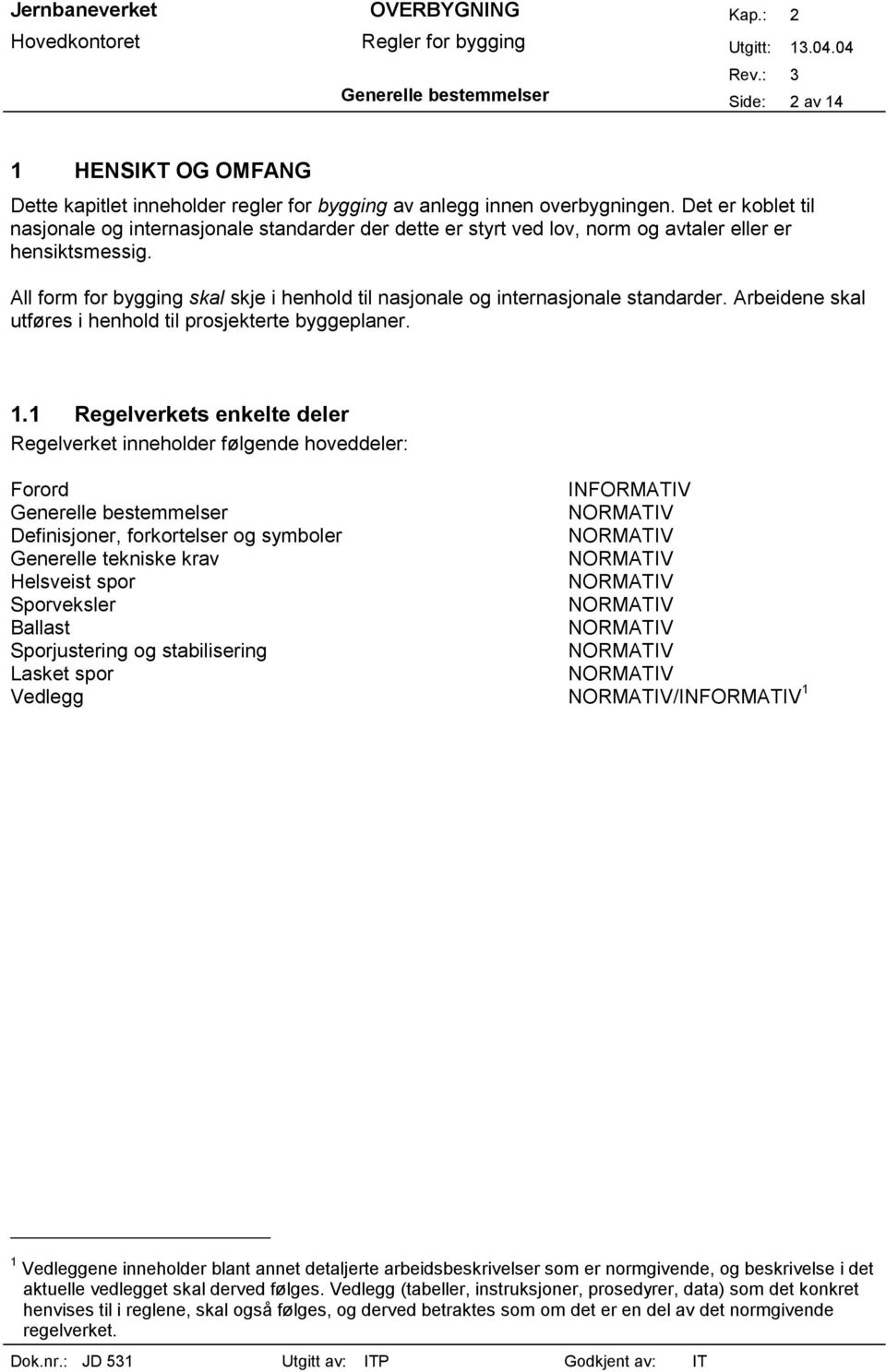 All form for bygging skal skje i henhold til nasjonale og internasjonale standarder. Arbeidene skal utføres i henhold til prosjekterte byggeplaner. 1.