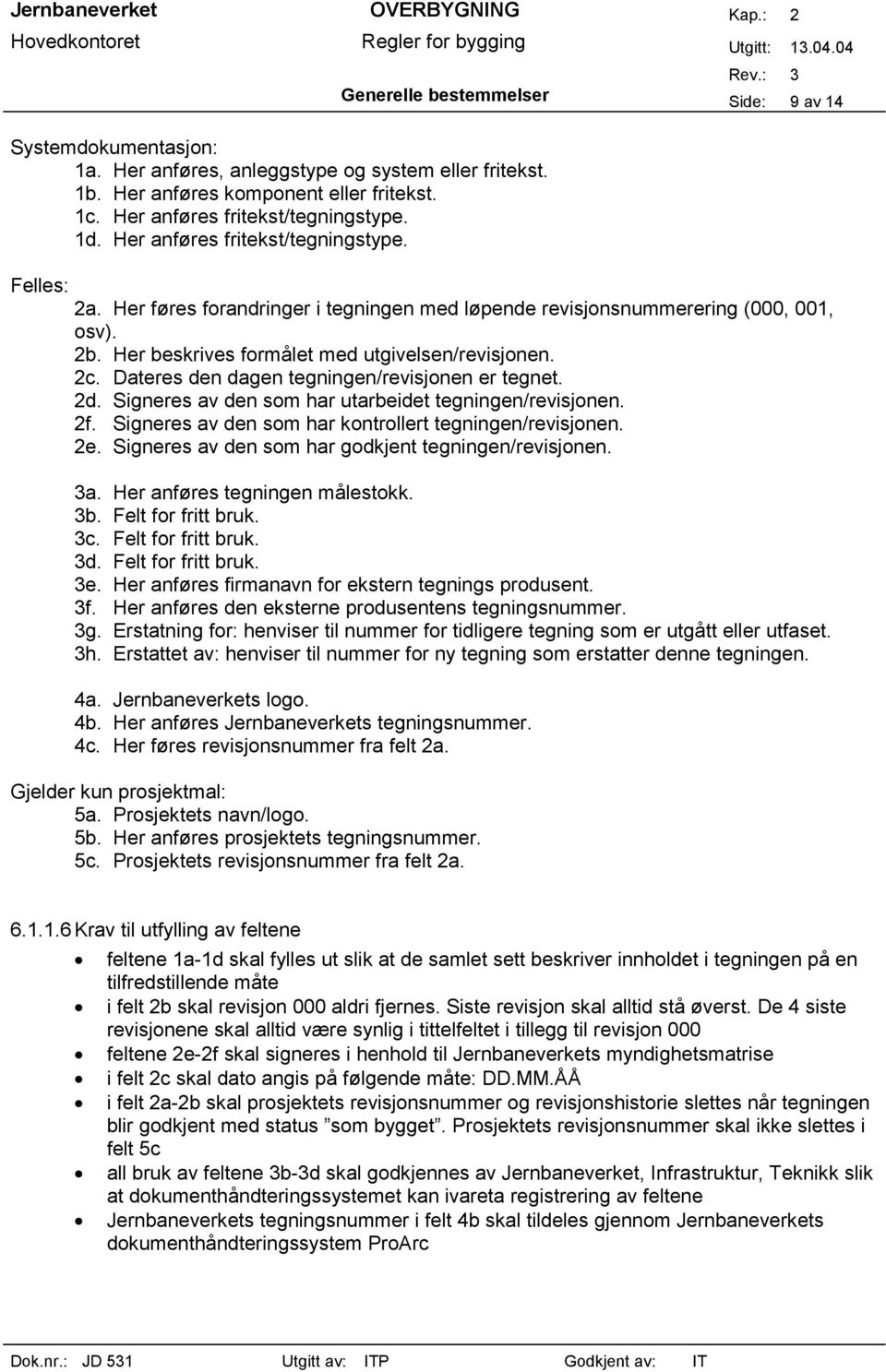 Dateres den dagen tegningen/revisjonen er tegnet. 2d. Signeres av den som har utarbeidet tegningen/revisjonen. 2f. Signeres av den som har kontrollert tegningen/revisjonen. 2e.