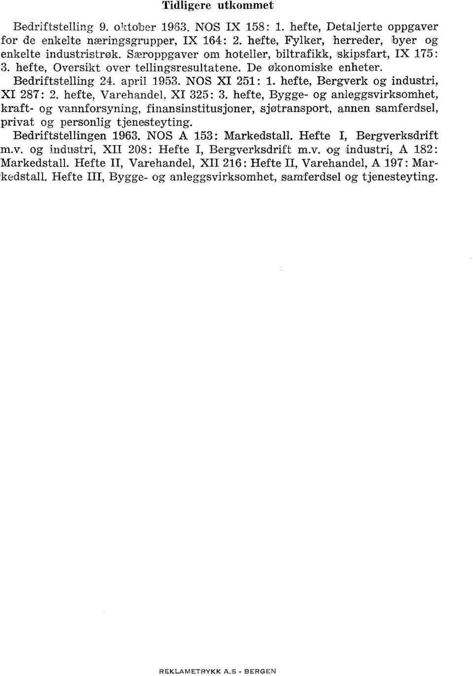 hefte, Varehandel, XI :. hefte, Bygge- og anleggsvirksomhet, kraft- og vannforsyning, finansinstitusjoner, sjøtransport, annen samferdsel, privat og personlig tjenesteyting. Bedriftstellingen.