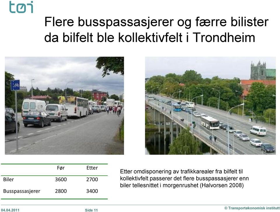 omdisponering av trafikkarealer fra bilfelt til kollektivfelt passerer det