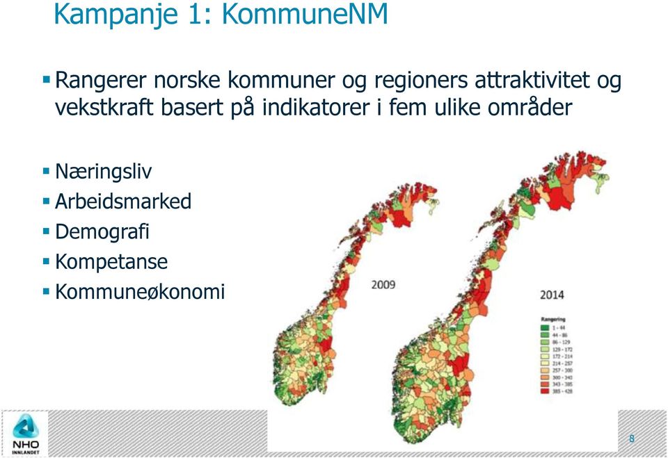 på indikatorer i fem ulike områder Næringsliv