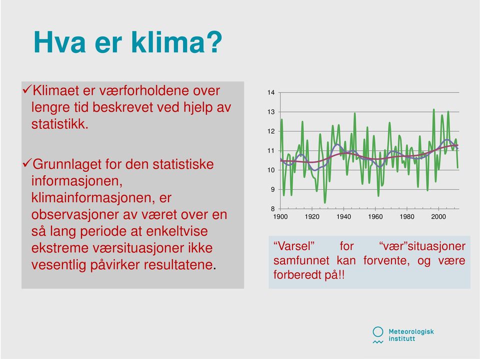 så lang periode at enkeltvise ekstreme værsituasjoner ikke vesentlig påvirker resultatene.