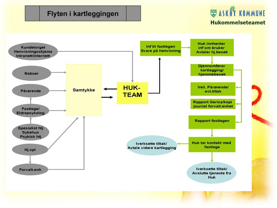 tiltak Fastlege/ Eldrepsykolog Rapport Gerica/kopi journal forvalt.enhet Rapport fastlegen Spesialist htj Sykehus Psykisk htj Hj.