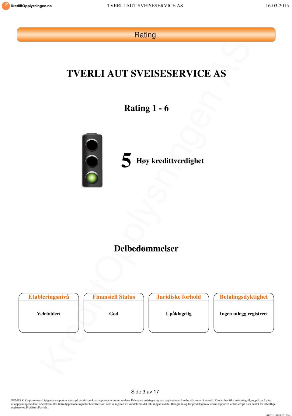 Finansiell Status Juridiske forhold Betalingsdyktighet