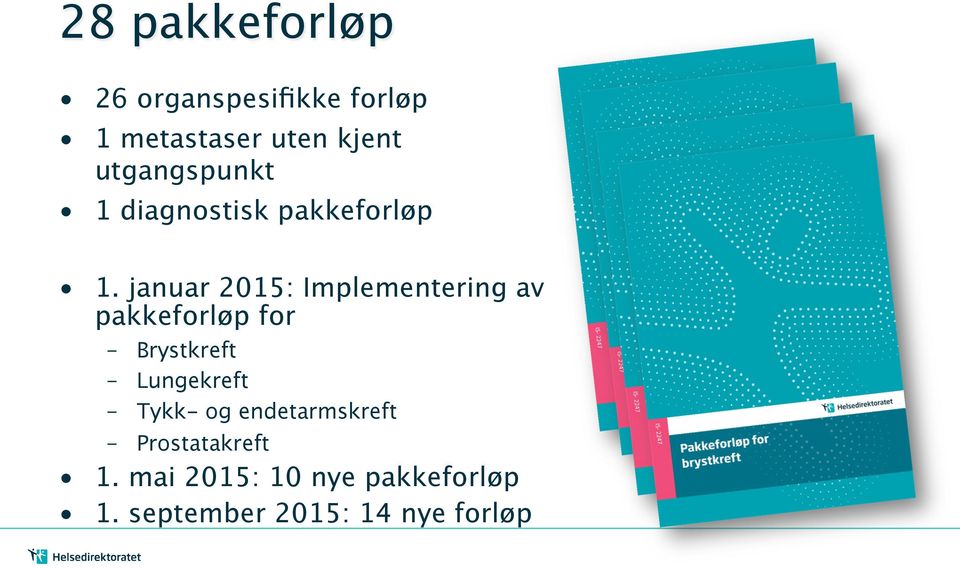 januar 2015: Implementering av pakkeforløp for Brystkreft Lungekreft