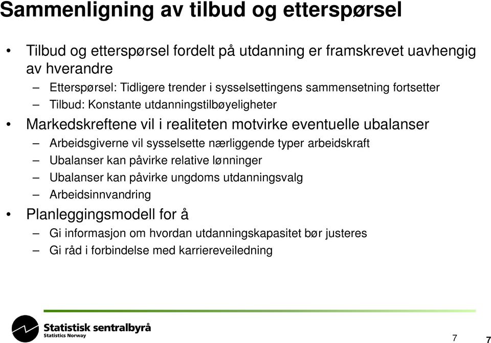 ubalanser Arbeidsgiverne vil sysselsette nærliggende typer arbeidskraft Ubalanser kan påvirke relative lønninger Ubalanser kan påvirke ungdoms