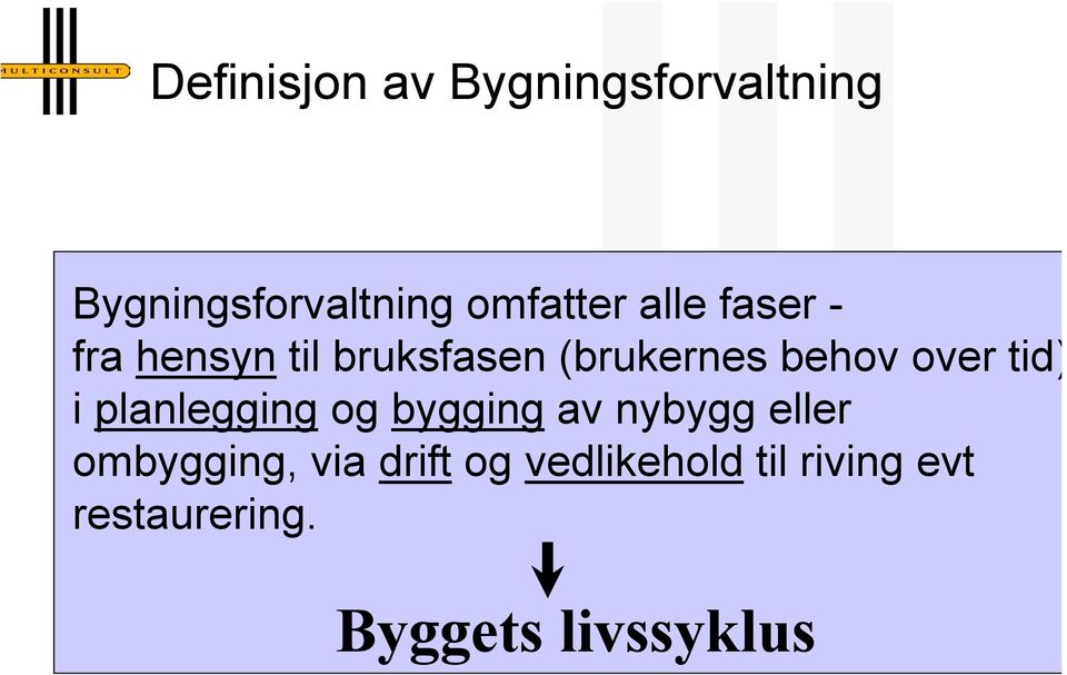 tid) i planlegging og bygging av nybygg eller ombygging, via