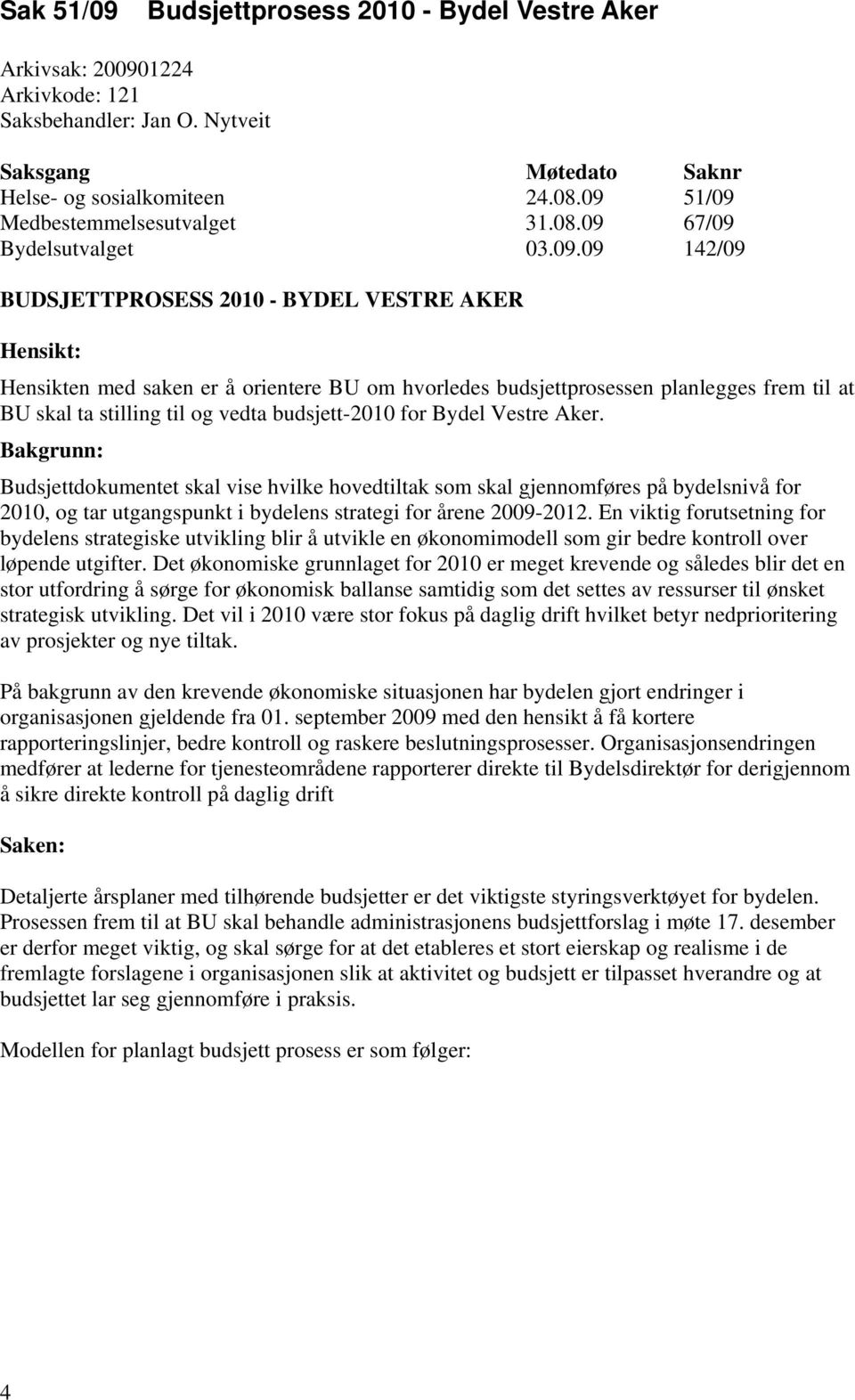 budsjett-2010 for Bydel Vestre Aker.