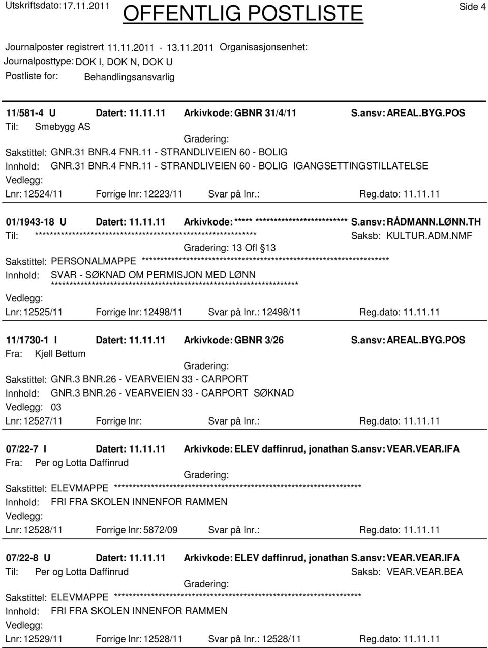 11.11 Arkivkode:***** ****************************** S.ansv: RÅDMANN.LØNN.TH Saksb: KULTUR.ADM.