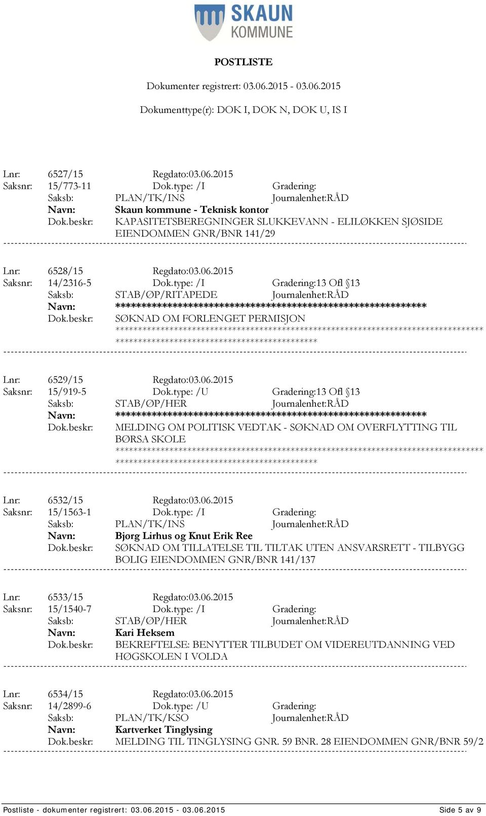 2015 Saksnr: 14/2316-5 Dok.