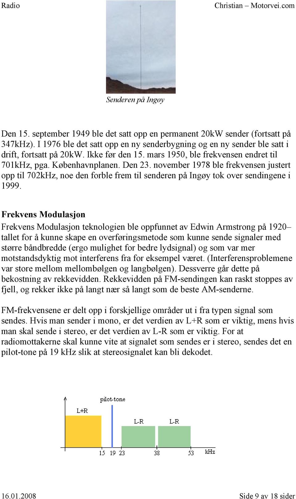 november 1978 ble frekvensen justert opp til 702kHz, noe den forble frem til senderen på Ingøy tok over sendingene i 1999.