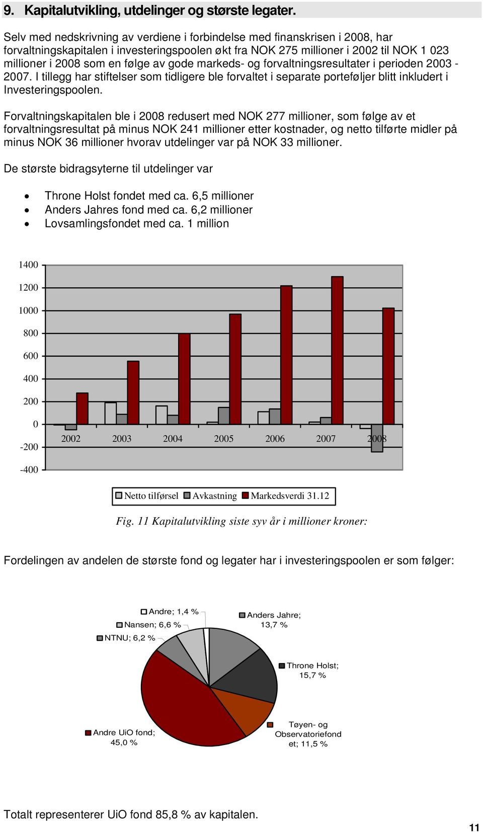 gode markeds- og forvaltningsresultater i perioden 2003-2007. I tillegg har stiftelser som tidligere ble forvaltet i separate porteføljer blitt inkludert i Investeringspoolen.