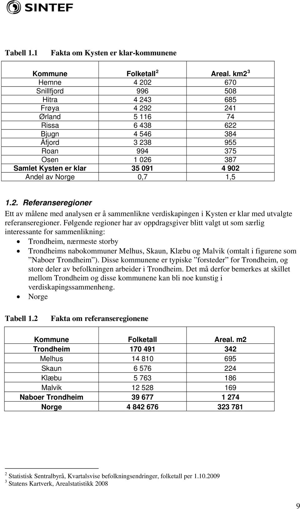 902 Andel av Norge 0,7 1,5 1.2. Referanseregioner Ett av målene med analysen er å sammenlikne verdiskapingen i Kysten er klar med utvalgte referanseregioner.