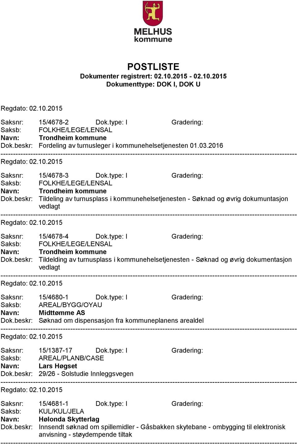 beskr: Søknad om dispensasjon fra kommuneplanens arealdel Saksnr: 15/1387-17 Dok.type: I Gradering: Saksb: AREAL/PLANB/CASE Navn: Lars Høgset Dok.