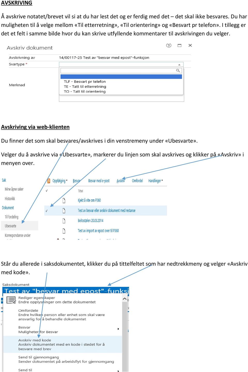 I tillegg er det et felt i samme bilde hvor du kan skrive utfyllende kommentarer til avskrivingen du velger.