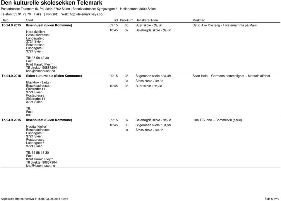 Øvsteng - Førstemamma på Mars Skien kulturskole (Skien Kommune) 09:15 36 Stigeråsen skole / 3a,3b Stian Hole Garmans hemmelighet + Morkels alfabet