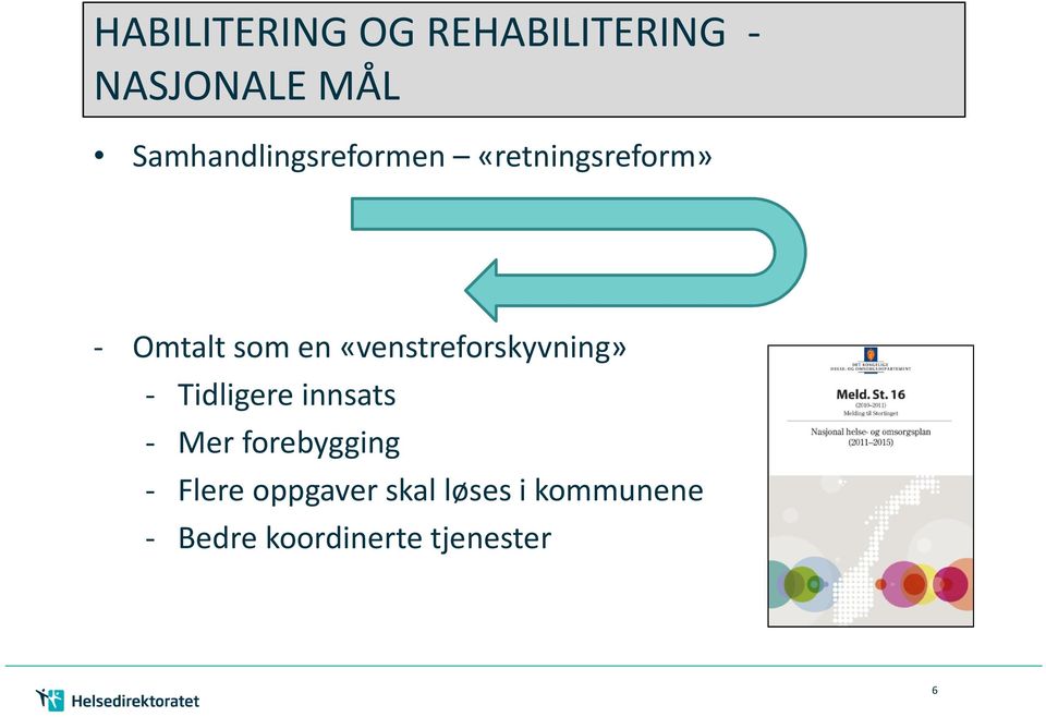 «venstreforskyvning» - Tidligere innsats - Mer