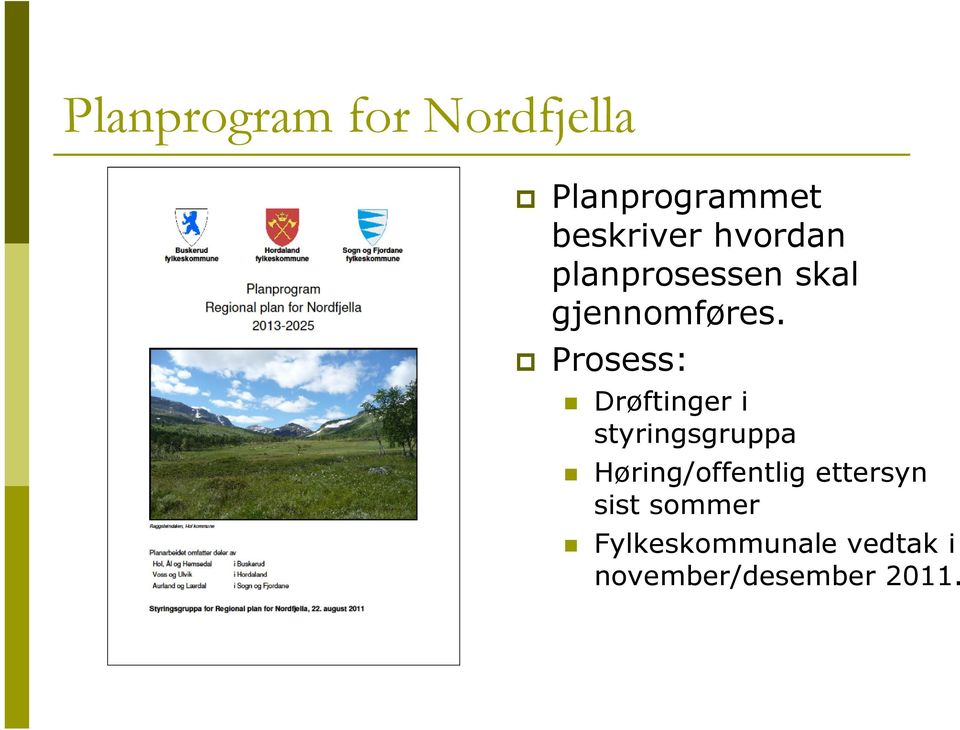 Prosess: Drøftinger i styringsgruppa Høring/offentlig