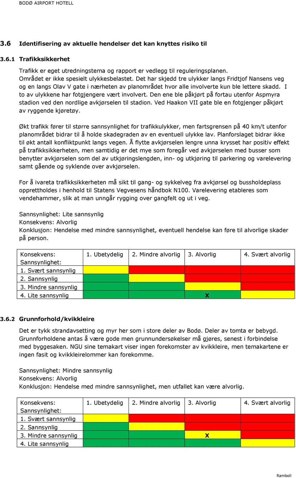 I to av ulykkene har fotgjengere vært involvert. Den ene ble påkjørt på fortau utenfor Aspmyra stadion ved den nordlige avkjørselen til stadion.