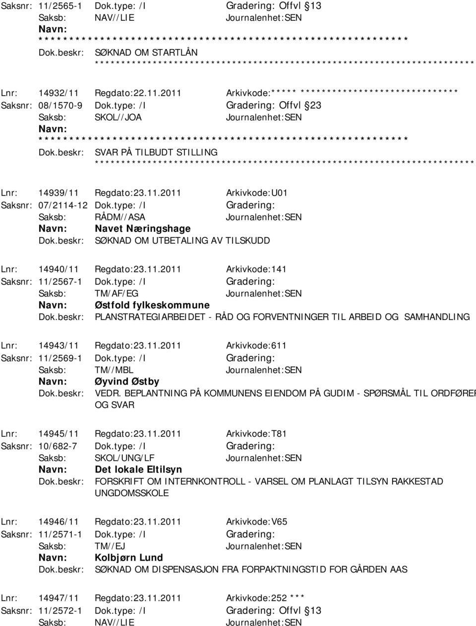 type: /I Saksb: RÅDM//ASA Journalenhet:SEN Navet Næringshage Dok.beskr: SØKNAD OM UTBETALING AV TILSKUDD Lnr: 14940/11 Regdato:23.11.2011 Arkivkode:141 Saksnr: 11/2567-1 Dok.