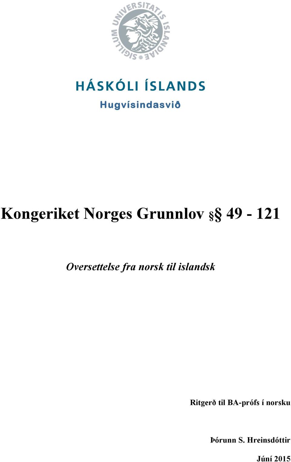 norsk til islandsk Ritgerð til