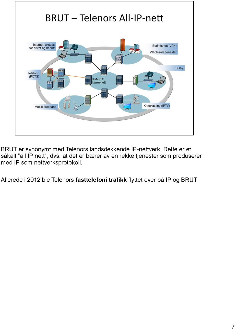 at det er bærer av en rekke tjenester som produserer med IP som