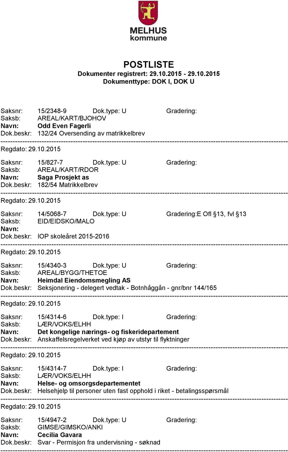 beskr: IOP skoleåret 2015-2016 Saksnr: 15/4340-3 Dok.type: U Gradering: Saksb: AREAL/BYGG/THETOE Heimdal Eiendomsmegling AS Dok.