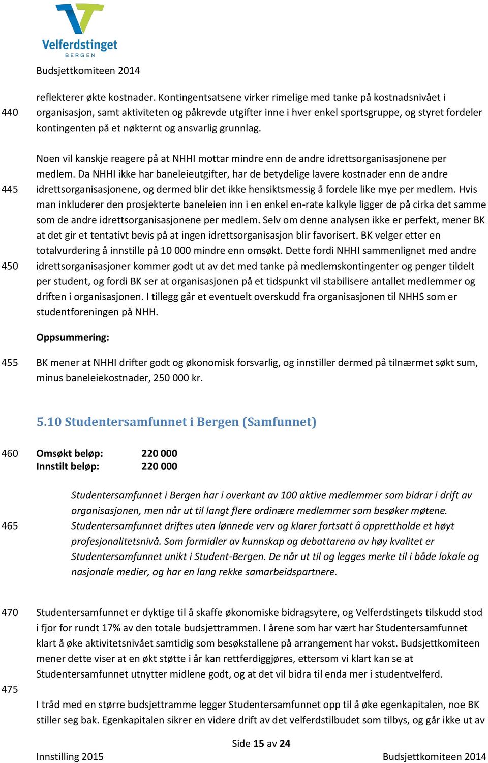 ansvarlig grunnlag. Noen vil kanskje reagere på at NHHI mottar mindre enn de andre idrettsorganisasjonene per medlem.