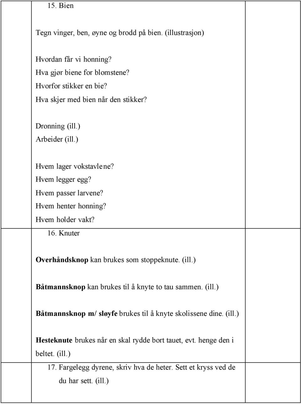 Hvem holder vakt? 16. Knuter Overhåndsknop kan brukes som stoppeknute. (ill.) Båtmannsknop kan brukes til å knyte to tau sammen. (ill.) Båtmannsknop m/ sløyfe brukes til å knyte skolissene dine.