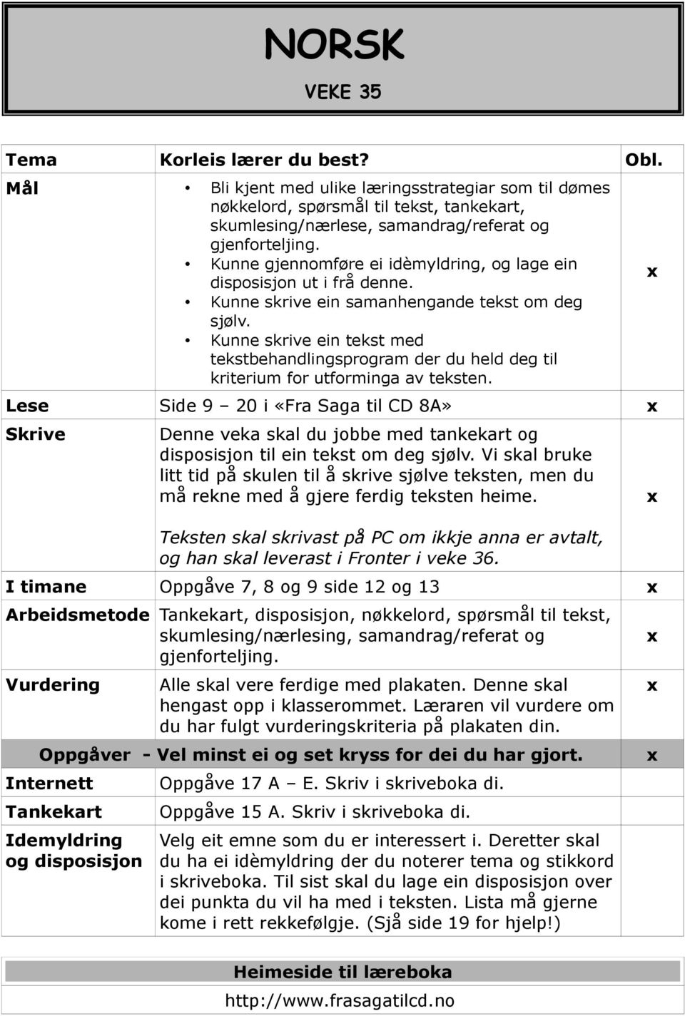 Kunne gjennomføre ei idèmyldring, og lage ein disposisjon ut i frå denne. Kunne skrive ein samanhengande tekst om deg sjølv.