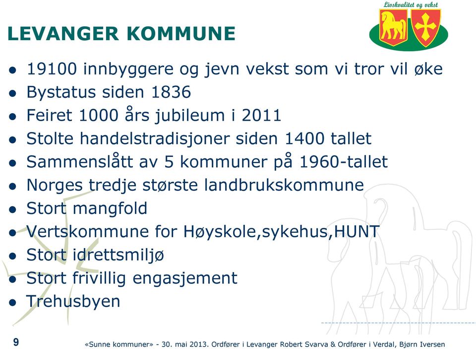 landbrukskommune Stort mangfold Vertskommune for Høyskole,sykehus,HUNT Stort idrettsmiljø Stort frivillig