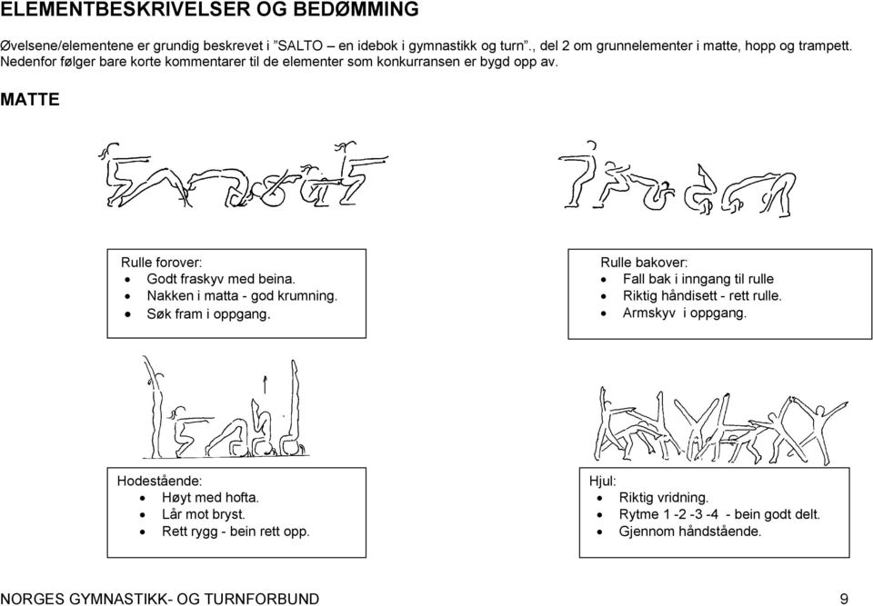 MATTE Rulle forover: Godt fraskyv med beina. Nakken i matta - god krumning. Søk fram i oppgang.