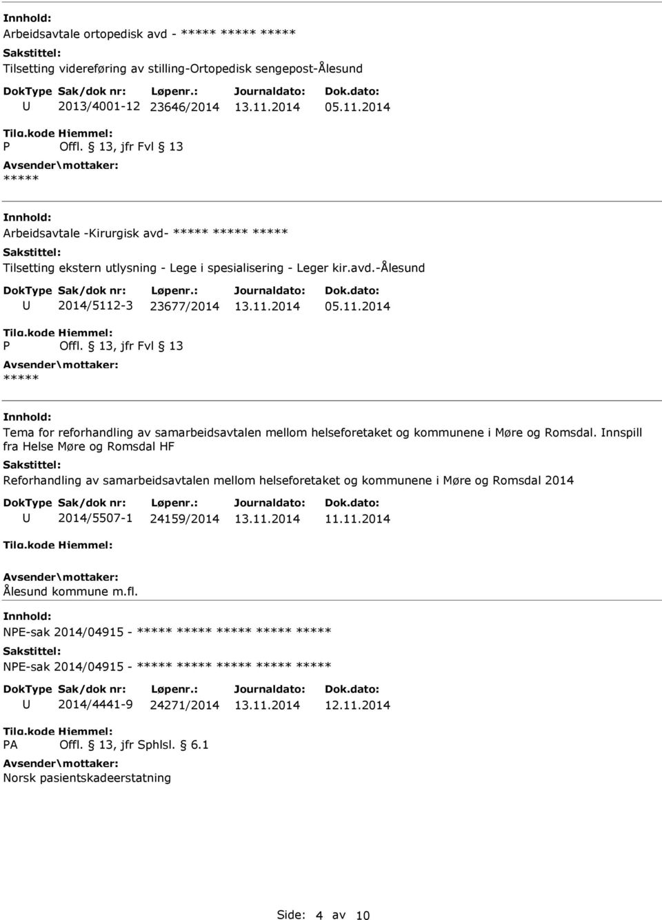 nnspill fra Helse Møre og Romsdal HF Reforhandling av samarbeidsavtalen mellom helseforetaket og kommunene i Møre og Romsdal 2014 2014/5507-1