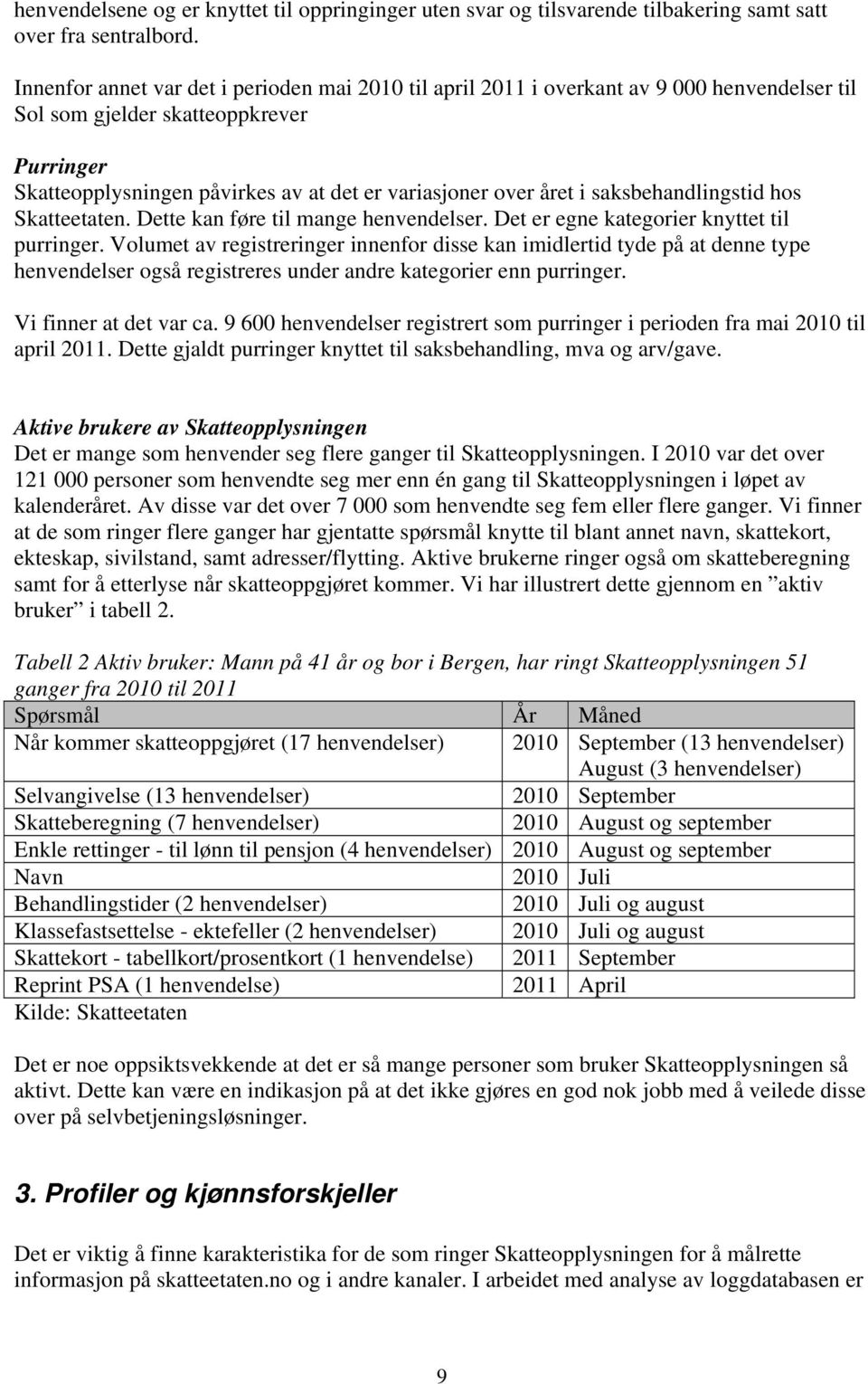 i saksbehandlingstid hos Skatteetaten. Dette kan føre til mange henvendelser. Det er egne kategorier knyttet til purringer.