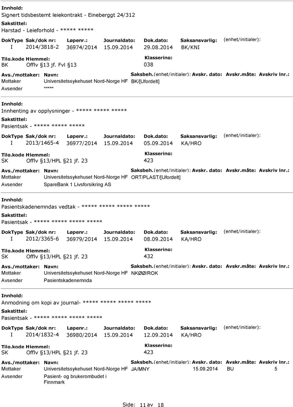 2014 Avs./mottaker: Navn: Saksbeh. Avskr. dato: Avskr.måte: Avskriv lnr.