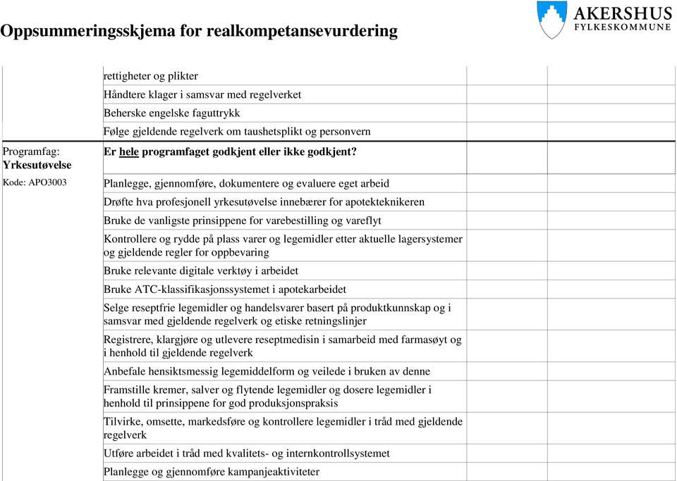 rydde på plass varer og legemidler etter aktuelle lagersystemer og gjeldende regler for oppbevaring Bruke relevante digitale verktøy i arbeidet Bruke ATC-klassifikasjonssystemet i apotekarbeidet