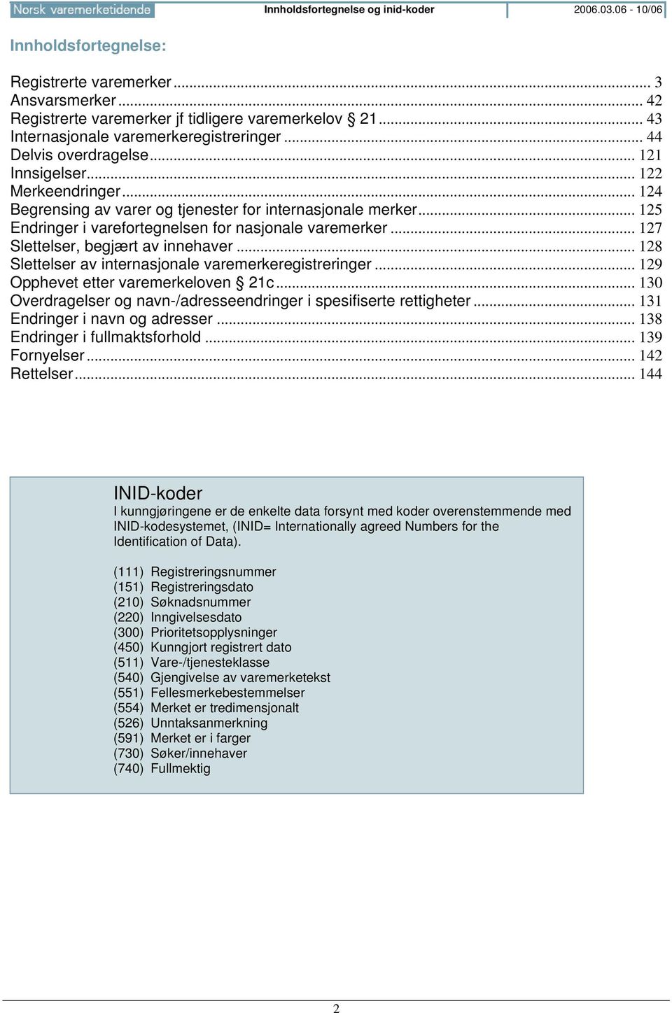 .. 125 Endringer i varefortegnelsen for nasjonale varemerker... 127 Slettelser, begjært av innehaver... 128 Slettelser av internasjonale varemerkeregistreringer... 129 Opphevet etter varemerkeloven 21c.