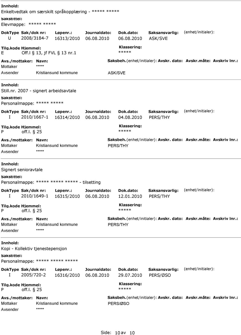 2010 PRS/THY P Mottaker PRS/THY Signert senioravtale Personalmappe: - tilsetting 2010/1649-1 16315/2010