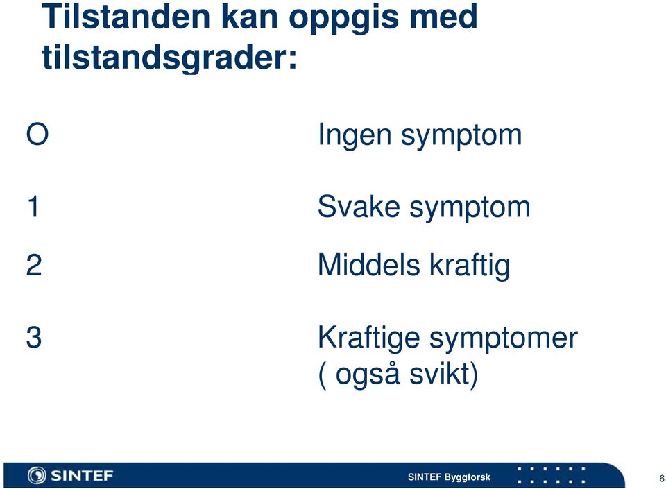 Tilstandsgrad 1 Ingen symptom 1 2 3