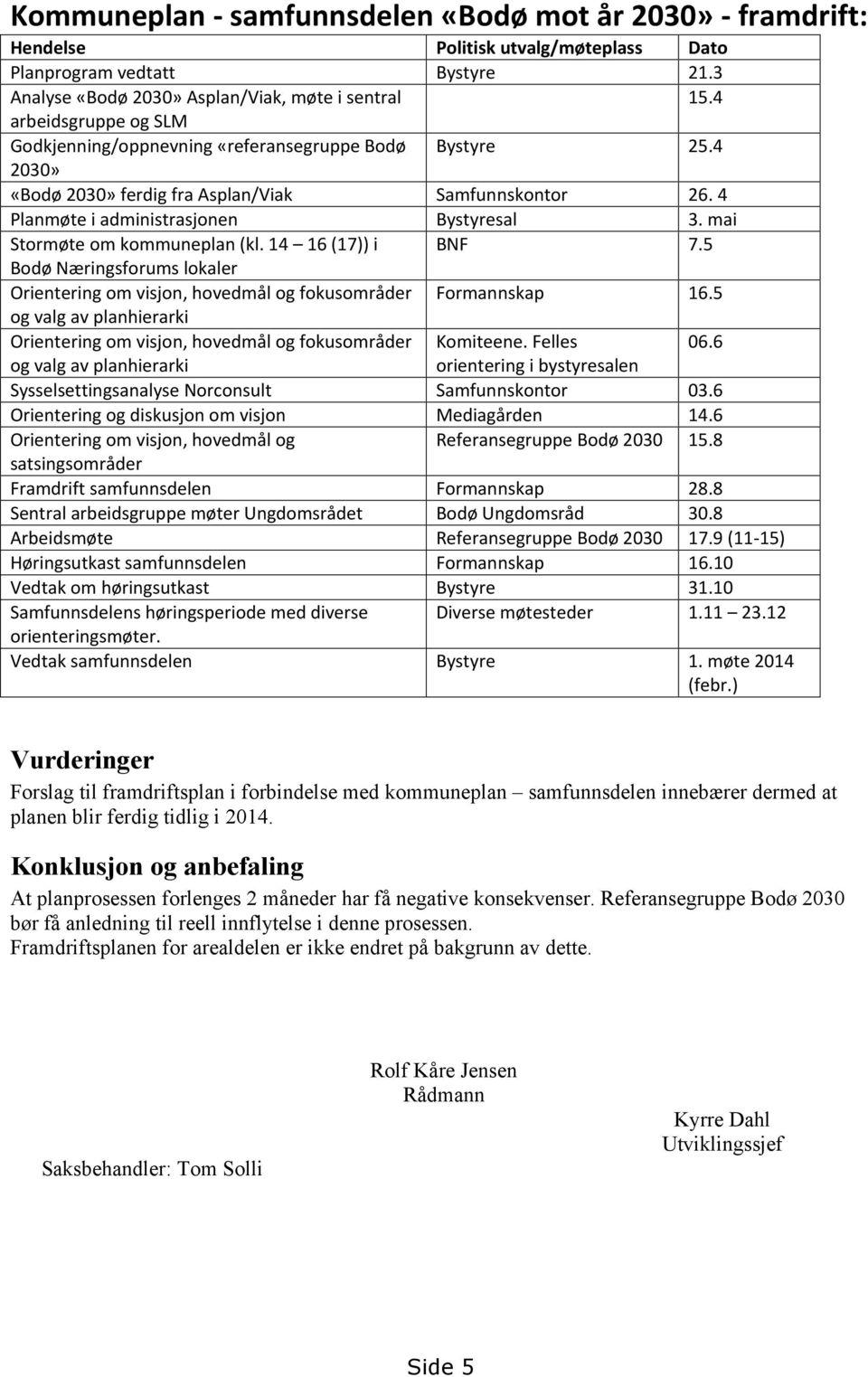 mai Stormøte om kommuneplan (kl. 14 16 (17)) i BNF 7.5 Bodø Næringsforums lokaler Orientering om visjon, hovedmål og fokusområder Formannskap 16.