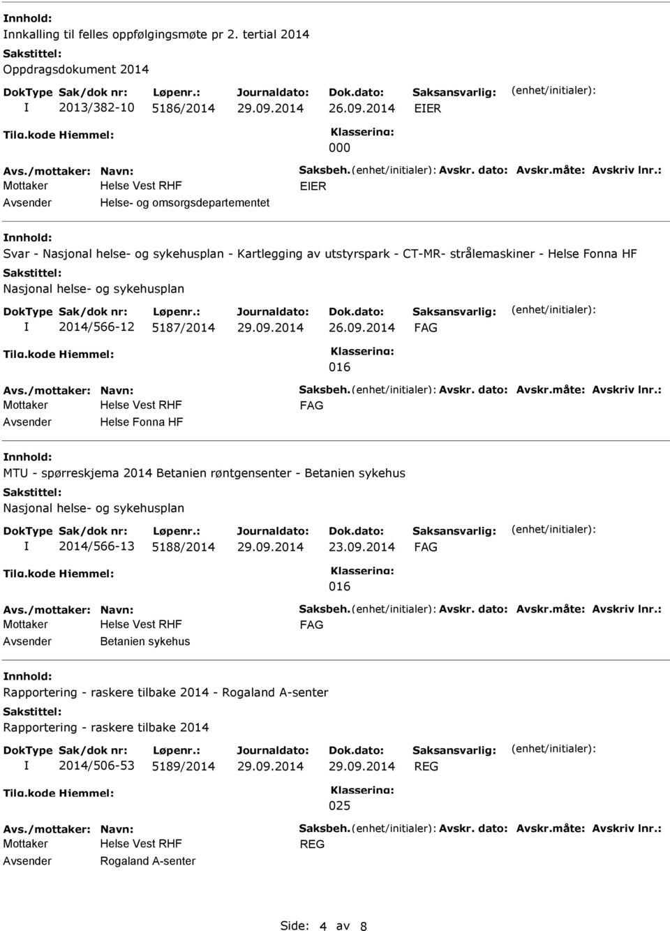 utstyrspark - CT-MR- strålemaskiner - Helse Fonna HF Nasjonal helse- og sykehusplan 2014/566-12 5187/2014 Helse Fonna HF MT - spørreskjema 2014 Betanien