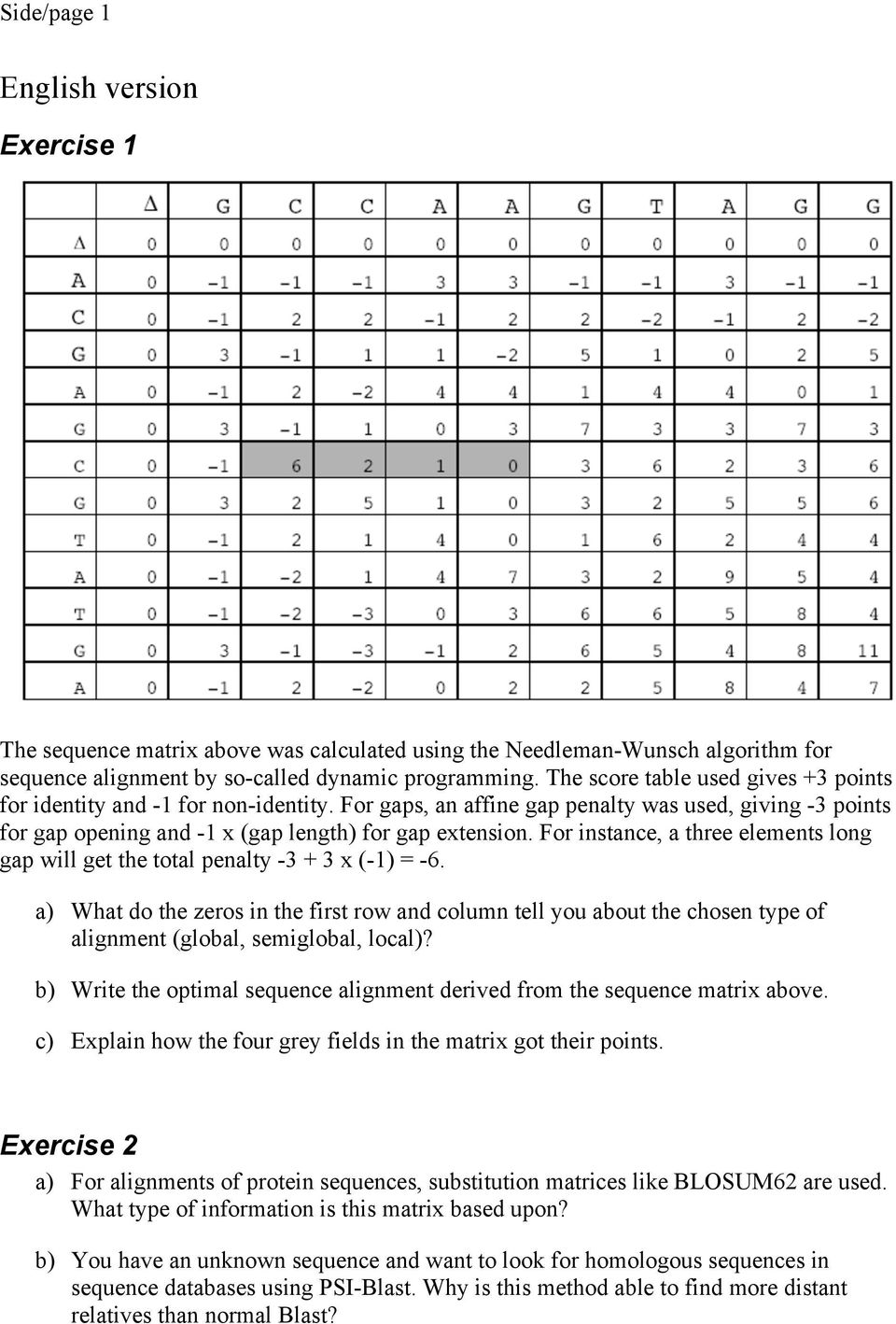 For instance, a three elements long gap will get the total penalty -3 + 3 x (-) = -6.