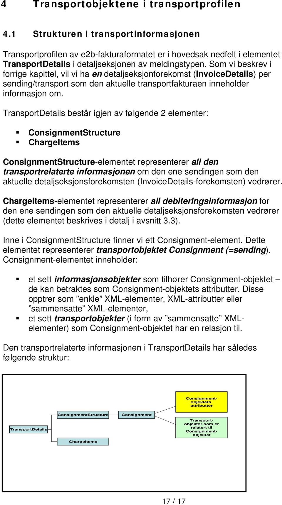 Som vi beskrev i forrige kapittel, vil vi ha en detaljseksjonforekomst (InvoiceDetails) per sending/transport som den aktuelle transportfakturaen inneholder informasjon om.