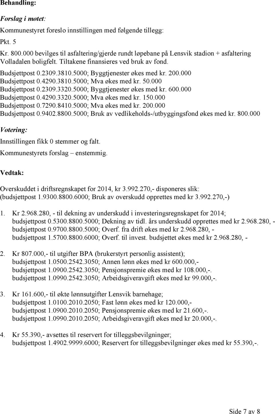 5000; Byggtjenester økes med kr. 200.000 Budsjettpost 0.4290.3810.5000; Mva økes med kr. 50.000 Budsjettpost 0.2309.3320.5000; Byggtjenester økes med kr. 600.000 Budsjettpost 0.4290.3320.5000; Mva økes med kr. 150.