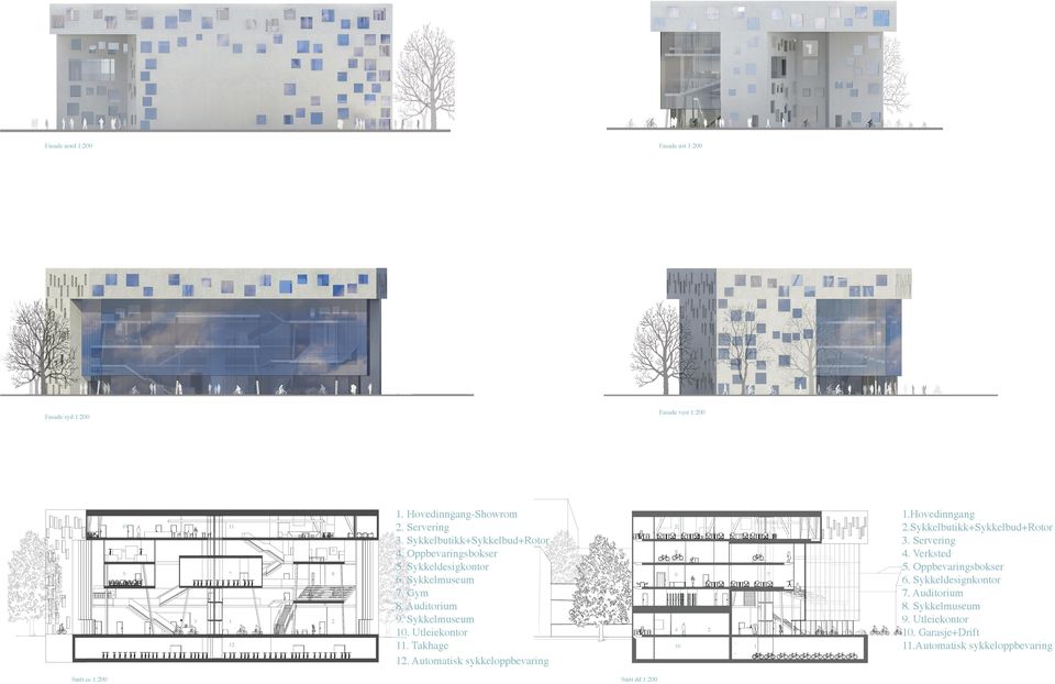 Utleiekontor. Takhage. Automatisk sykkeloppbevaring 0 Snitt dd :00.Hovedinngang.Sykkelbutikk+Sykkelbud+Rotor. Servering.