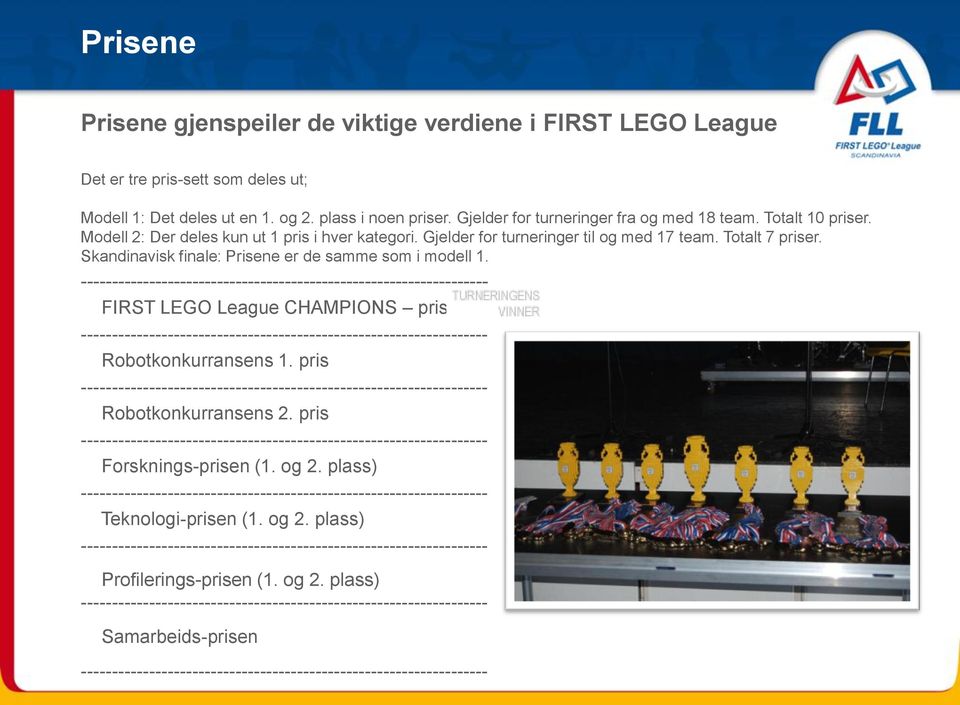 Skandinavisk finale: Prisene er de samme som i modell 1.