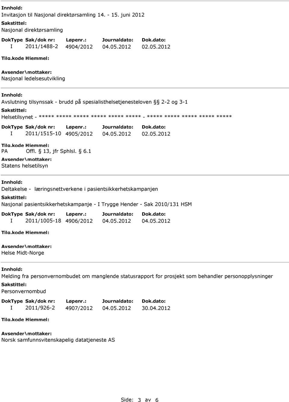 ***** ***** ***** ***** ***** ***** - ***** ***** ***** ***** ***** 2011/1515-10 4905/2012 Statens helsetilsyn nnhold: Deltakelse - læringsnettverkene i pasientsikkerhetskampanjen